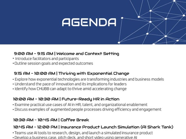 Sample workshop workbook and agenda pages